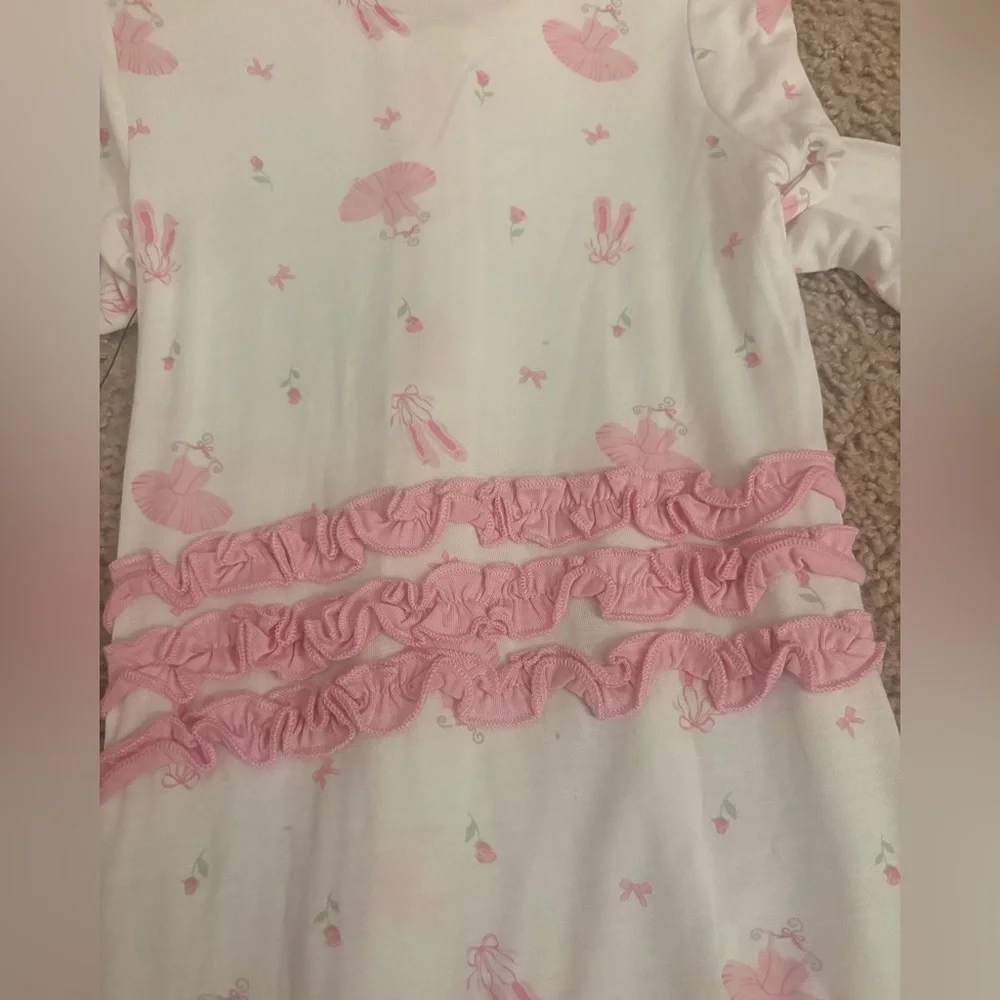 Milkberry pink ballerina bamboo 2 way zipper footie pj with ruffles 6-9 months